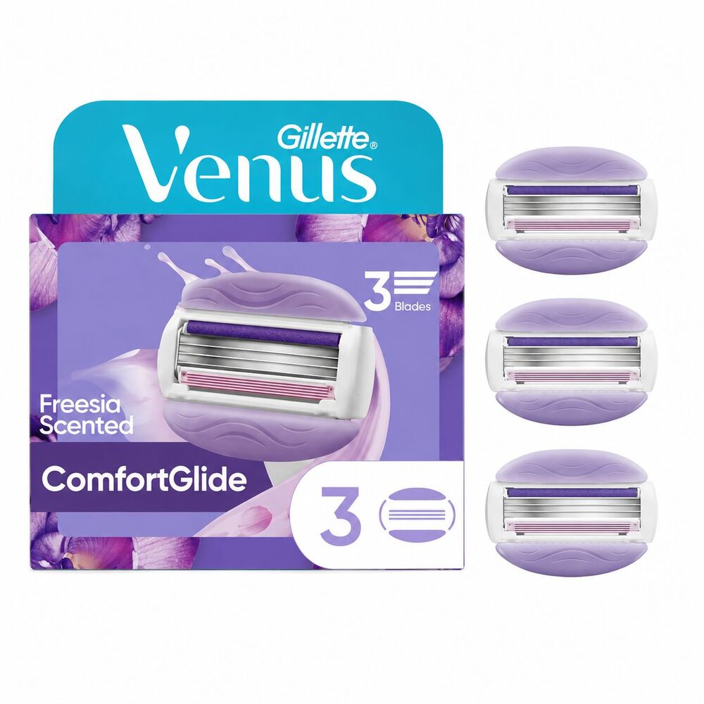 3-Pack Gillette Venus Women's ComfortGlide Freesia Razor White Refills 3 blades